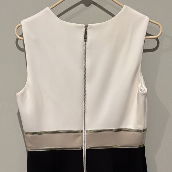 Calvin Klein Womens Sz 8 Sleeveless Color Block Black White Sheath Formal Dress - Picture 4 of 7